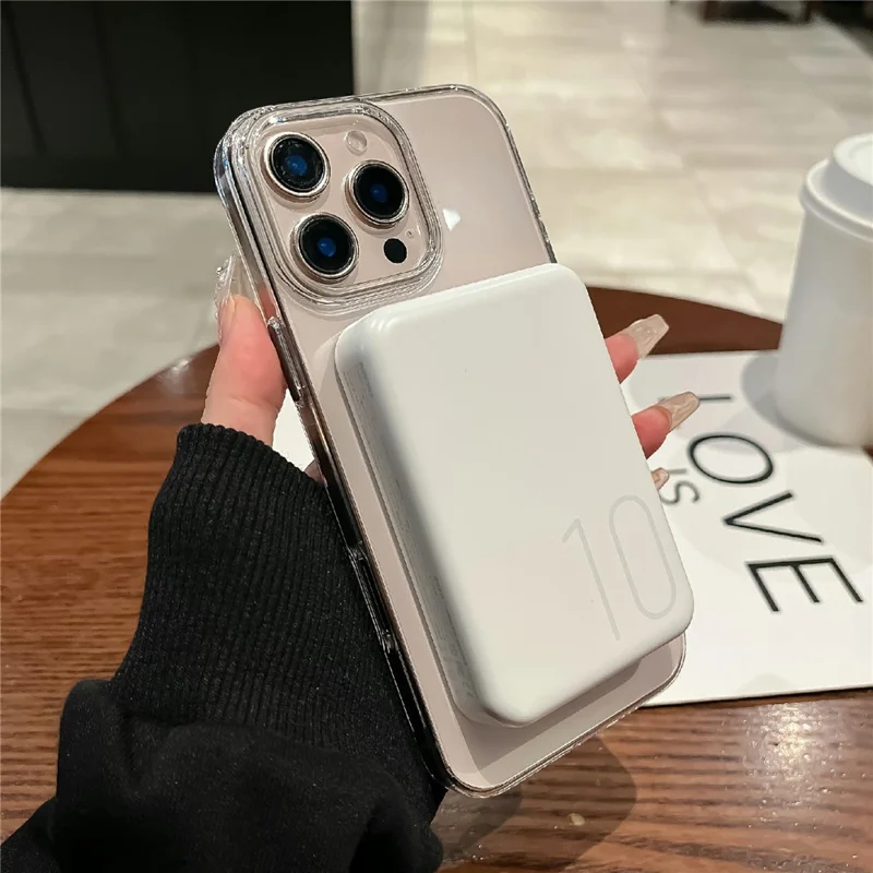 Coque transparente pour iPhone 16 Pro Max compatible avec MagSafe, coque rigide en PC avec film de protection en verre trempé - Orange