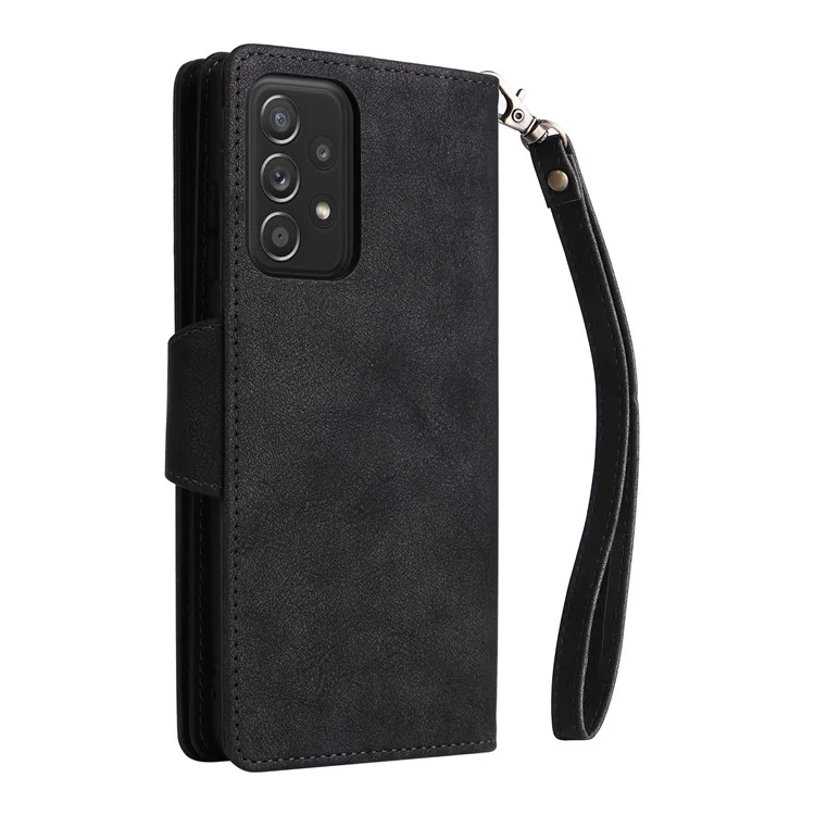Para Samsung Galaxy A33 5G Case de Teléfono a Prueba de Choques Ciebra de Cuero pu pu Case de Cuero Con Soporte / Correa - Negro