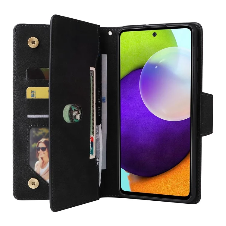 Para Samsung Galaxy A33 5G Case de Teléfono a Prueba de Choques Ciebra de Cuero pu pu Case de Cuero Con Soporte / Correa - Negro