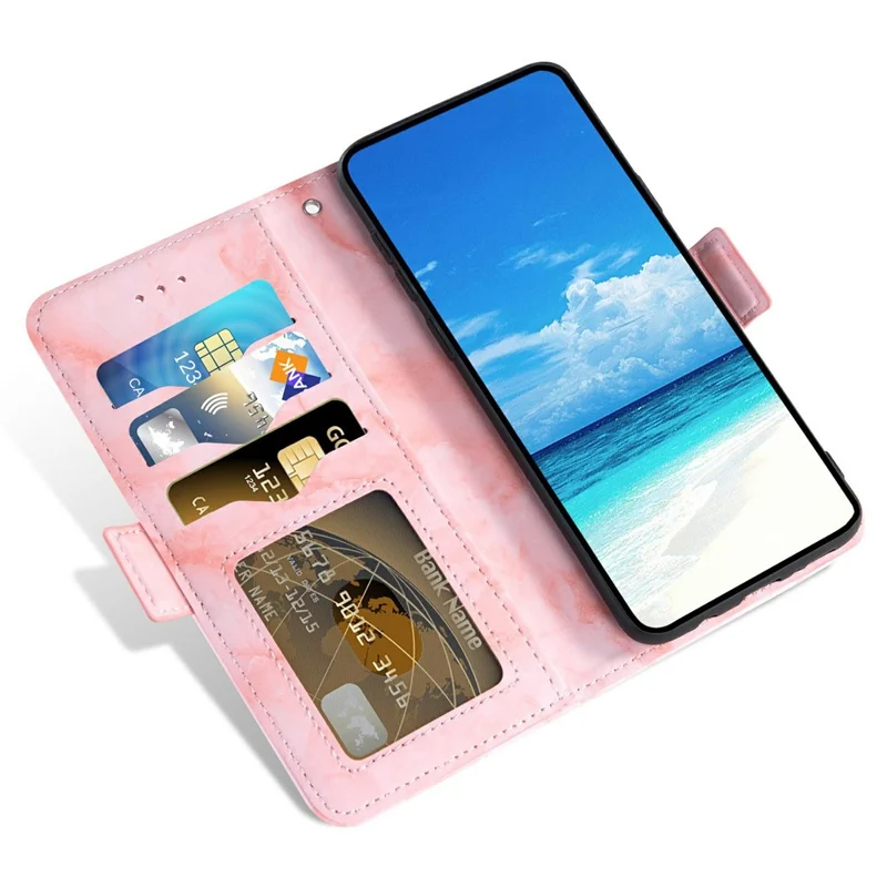 For Xiaomi 15 Ultra Leather Case Marble Pattern Phone Wallet Stand Cover with Wrist Strap - Pink