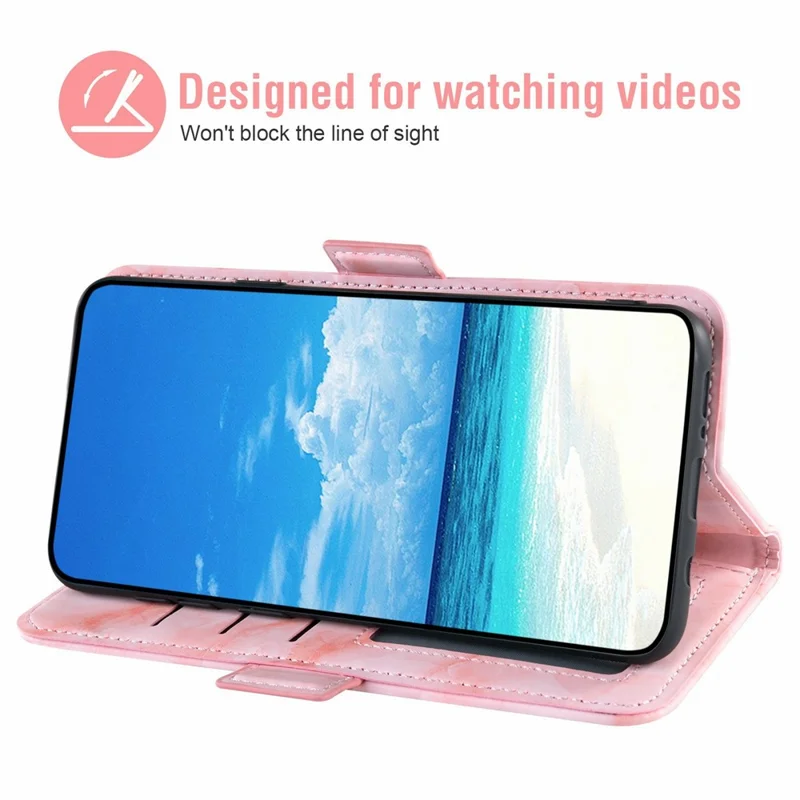 For Xiaomi 15 Ultra Leather Case Marble Pattern Phone Wallet Stand Cover with Wrist Strap - Pink