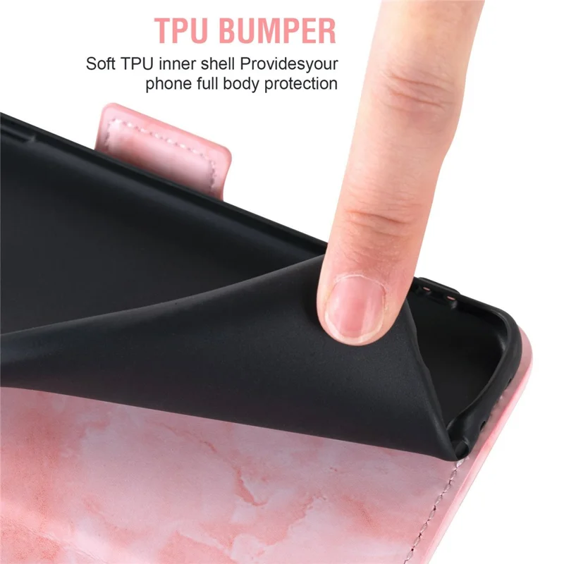For Xiaomi 15 Ultra Leather Case Marble Pattern Phone Wallet Stand Cover with Wrist Strap - Pink