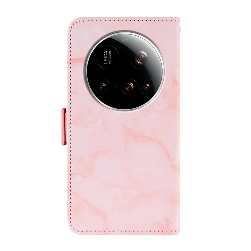 For Xiaomi 15 Ultra Leather Case Marble Pattern Phone Wallet Stand Cover with Wrist Strap - Pink