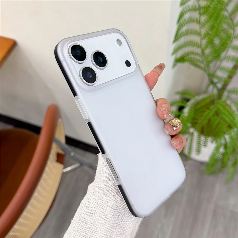 For iPhone 17 Pro Max Frosted PC Case Anti Slip Edge Skin Touch Phone Back Cover - Black