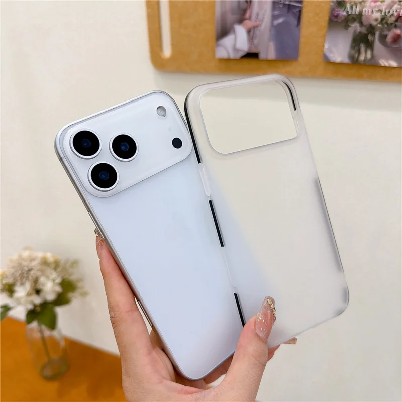 For iPhone 17 Pro Max Frosted PC Case Anti Slip Edge Skin Touch Phone Back Cover - Black