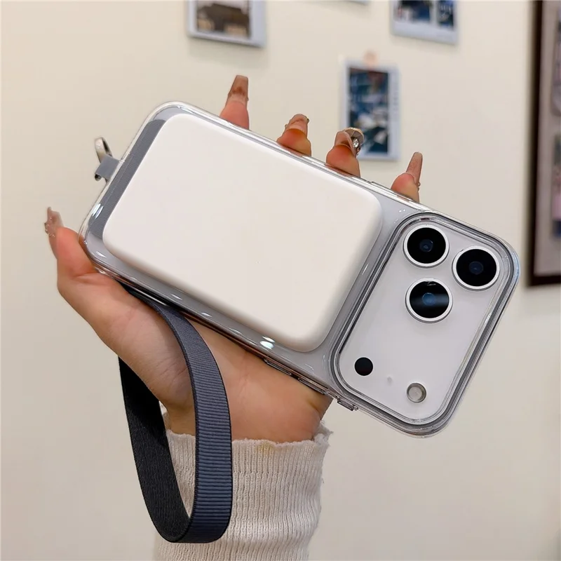 Coque pour iPhone 17 Pro Max compatible MagSafe, housse transparente rigide en PC avec dragonne - Vert fluo