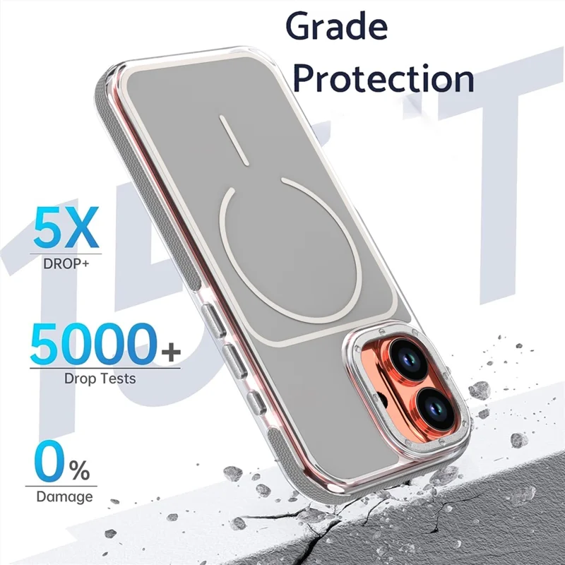 Coque pour iPhone 17 Compatible avec MagSafe, Coque TPU PC Antichoc Couleur Double - Gris
