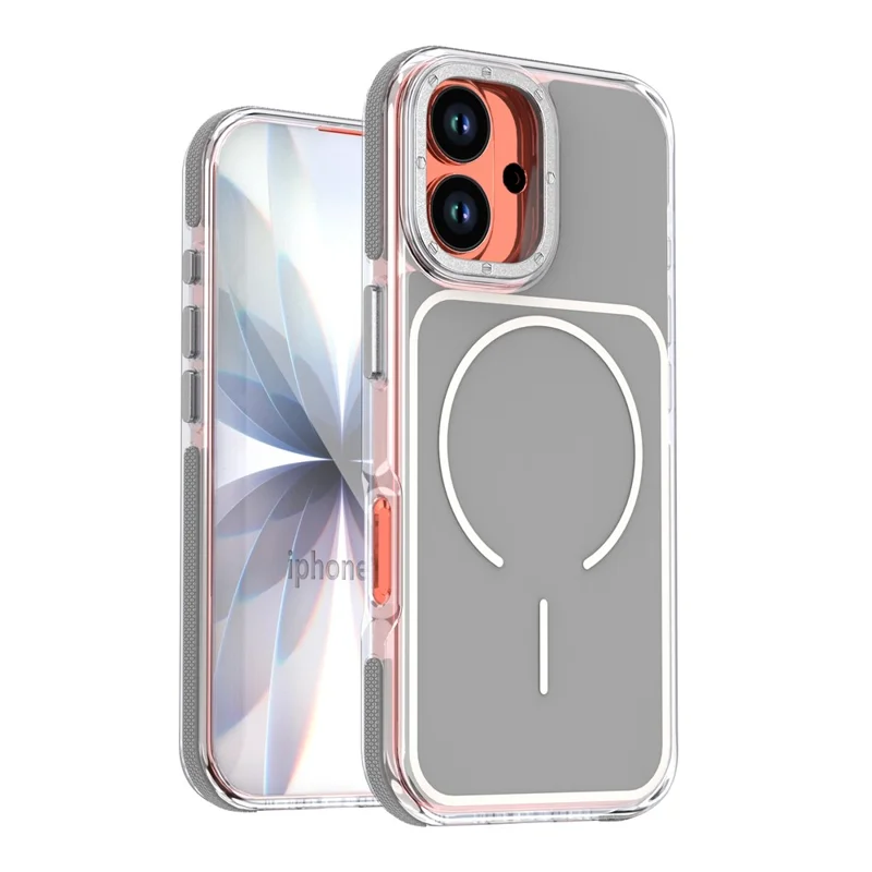 Coque pour iPhone 16 compatible MagSafe, double couleur, antichoc, housse en TPU et PC - Gris