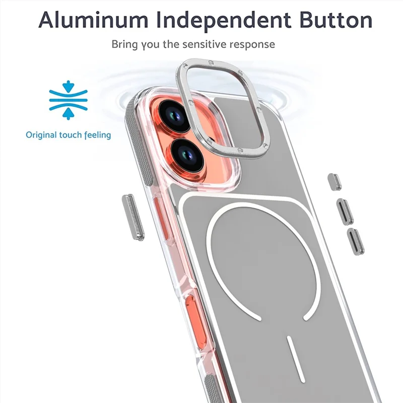 Coque pour iPhone 16 compatible MagSafe, double couleur, antichoc, housse en TPU et PC - Gris