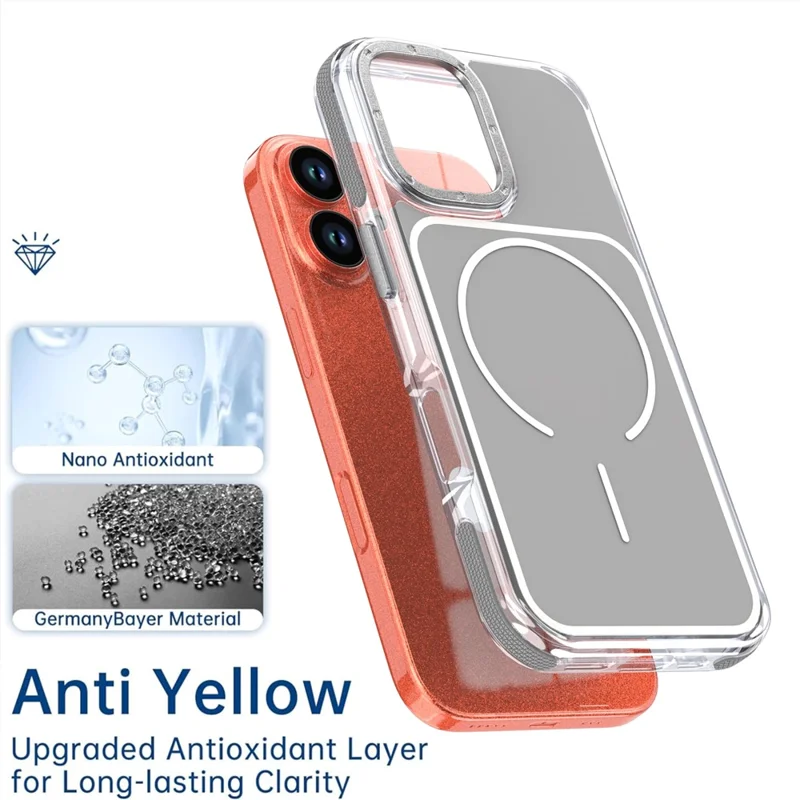 Coque pour iPhone 16 compatible MagSafe, double couleur, antichoc, housse en TPU et PC - Gris