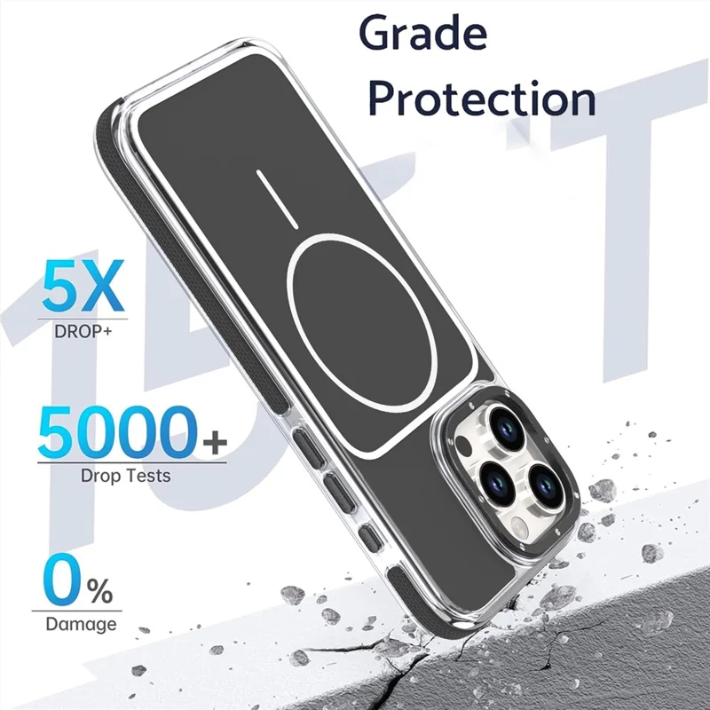 Coque pour iPhone 16 Pro compatible MagSafe, double couleur, antichoc, housse en TPU et PC - Noir