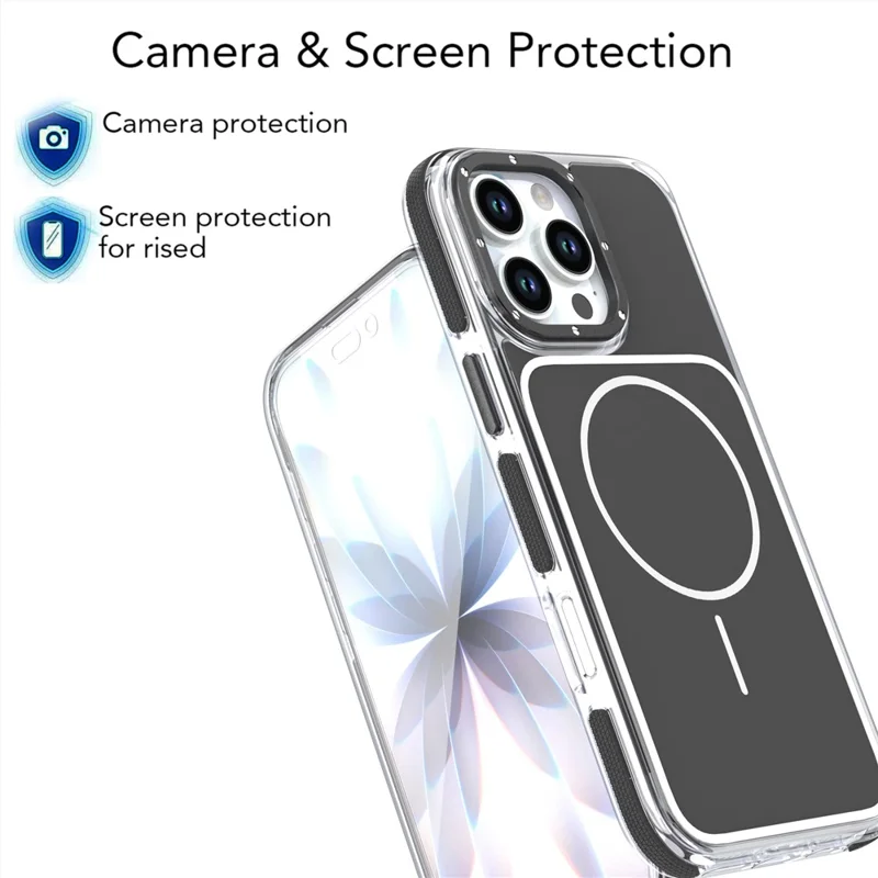 Coque pour iPhone 16 Pro compatible MagSafe, double couleur, antichoc, housse en TPU et PC - Noir