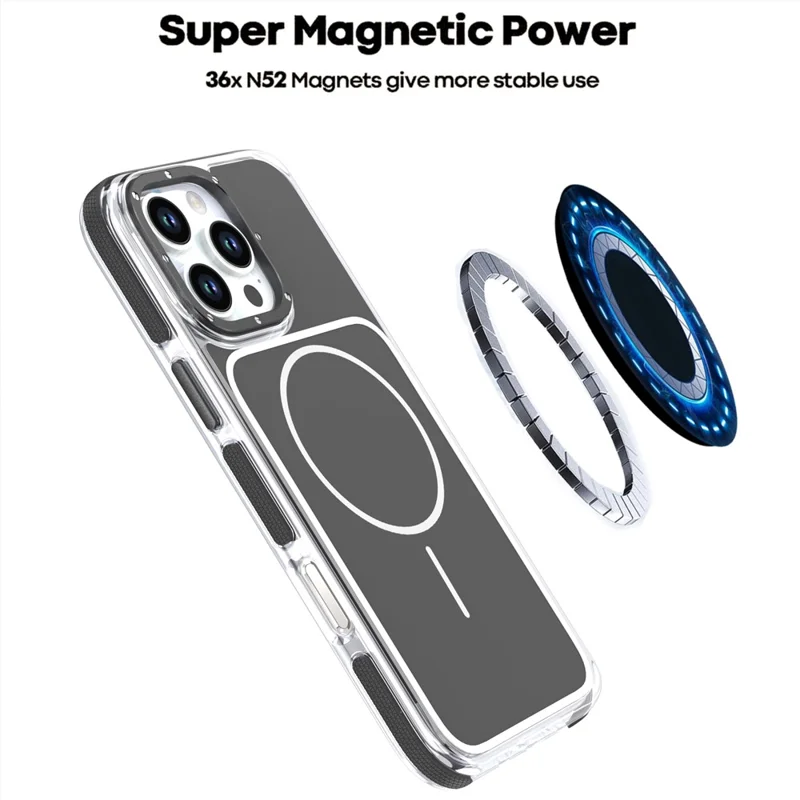 Coque pour iPhone 16 Pro compatible MagSafe, double couleur, antichoc, housse en TPU et PC - Noir