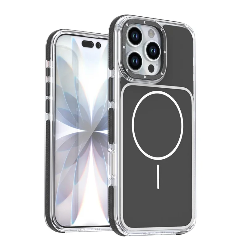 Cover per iPhone 16 Pro Max Compatibile con MagSafe, Doppio Colore, Antiurto, Custodia per Telefono in TPU e PC - Nero