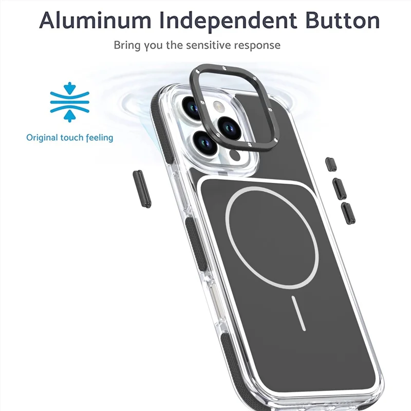 Cover per iPhone 16 Pro Max Compatibile con MagSafe, Doppio Colore, Antiurto, Custodia per Telefono in TPU e PC - Nero