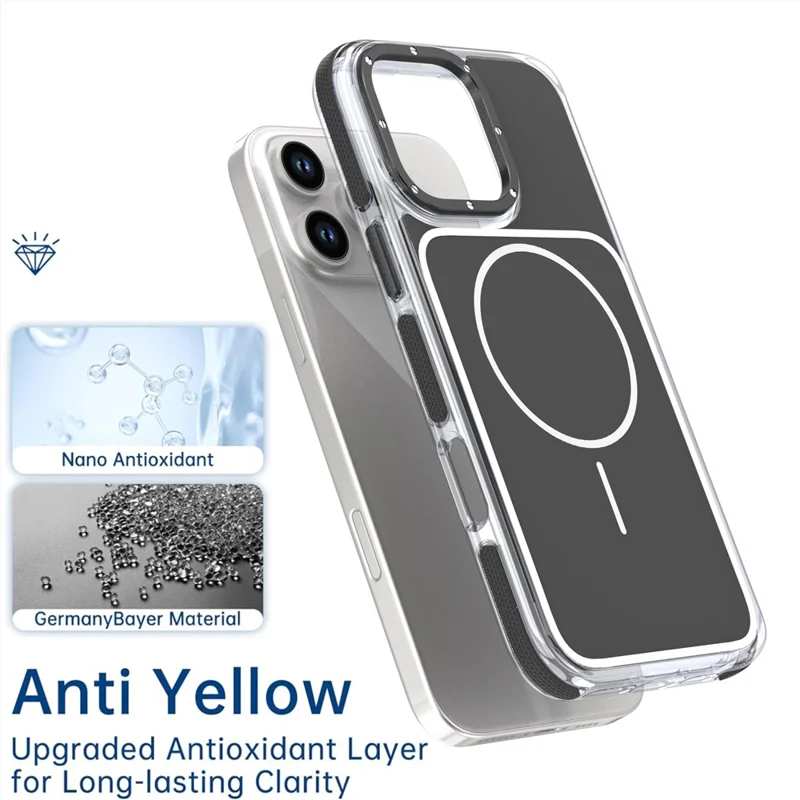 Cover per iPhone 16 Pro Max Compatibile con MagSafe, Doppio Colore, Antiurto, Custodia per Telefono in TPU e PC - Nero