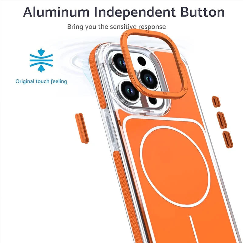 Coque pour iPhone 15 Pro compatible MagSafe, double couleur, antichoc, housse en TPU et PC - Orange
