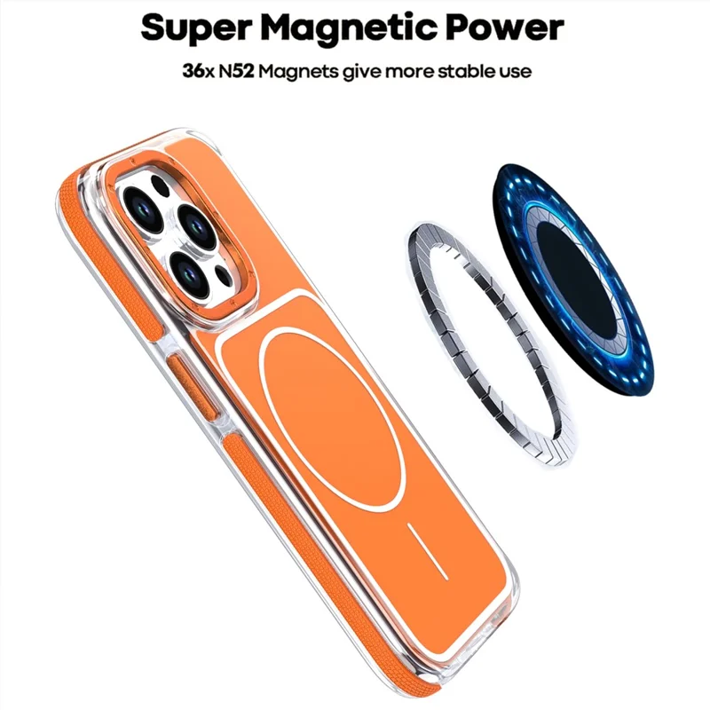 Cover per iPhone 15 Pro Max Compatibile con MagSafe, Doppio Colore, Antiurto, Custodia per Telefono in TPU e PC - Arancione