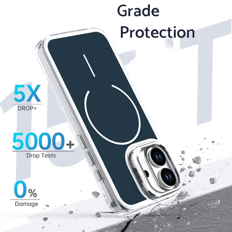 Capa para iPhone 17 Compatível com MagSafe com Suporte de Lente TPU PC - Azul