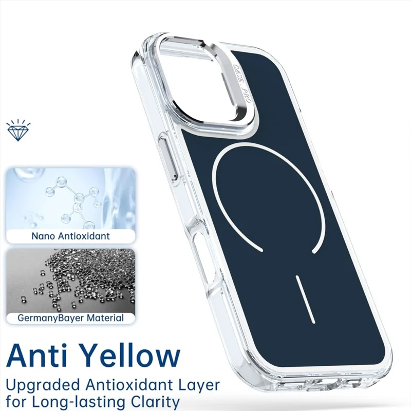 Capa para iPhone 17 Compatível com MagSafe com Suporte de Lente TPU PC - Azul