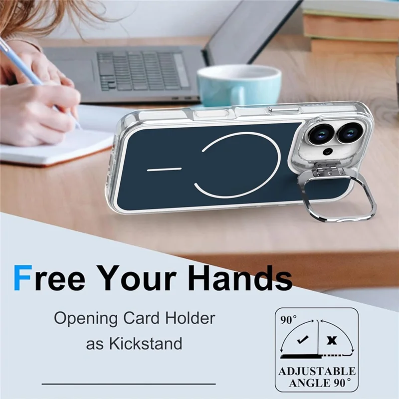 Capa para iPhone 17 Compatível com MagSafe com Suporte de Lente TPU PC - Azul