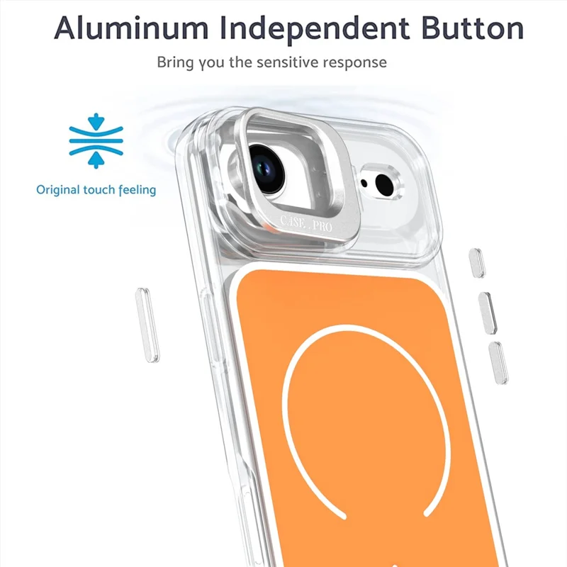 Coque pour iPhone Air compatible MagSafe avec support intégré pour objectif TPU PC - Orange