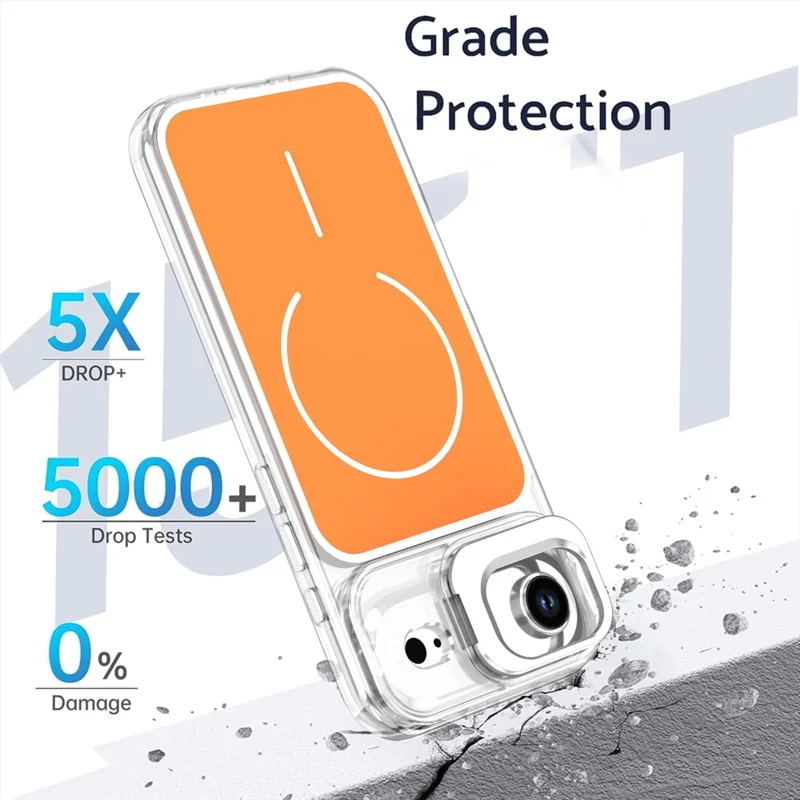 Coque pour iPhone Air compatible MagSafe avec support intégré pour objectif TPU PC - Orange