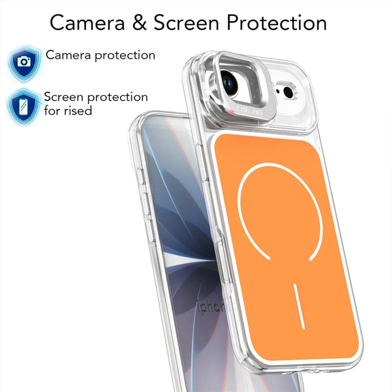 Coque pour iPhone Air compatible MagSafe avec support intégré pour objectif TPU PC - Orange