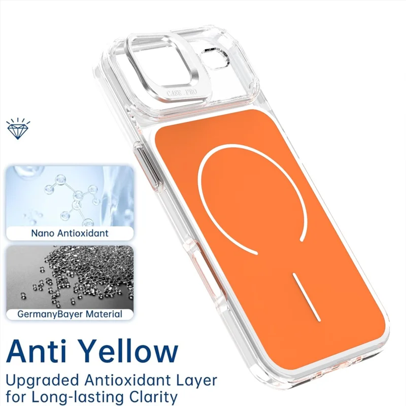 Coque pour iPhone Air compatible MagSafe avec support intégré pour objectif TPU PC - Orange