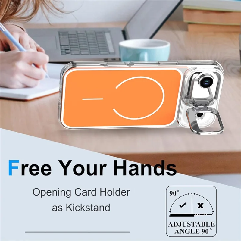 Coque pour iPhone Air compatible MagSafe avec support intégré pour objectif TPU PC - Orange