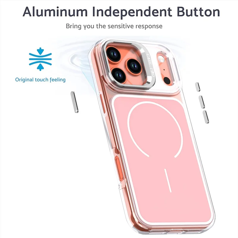 Coque pour iPhone 17 Pro compatible MagSafe avec support intégré pour objectif TPU PC - Rose