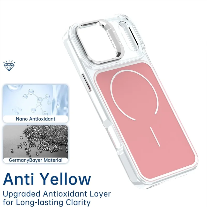 Coque pour iPhone 17 Pro compatible MagSafe avec support intégré pour objectif TPU PC - Rose