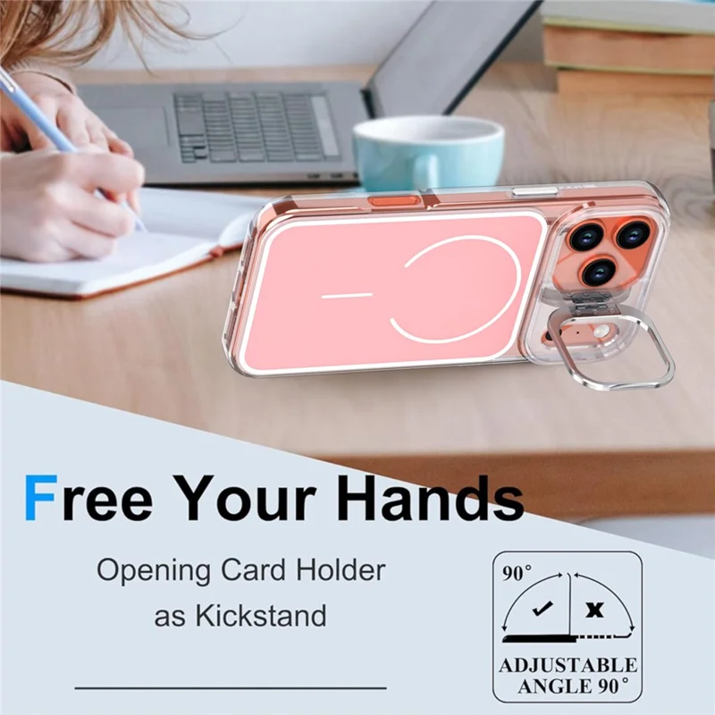 Coque pour iPhone 17 Pro compatible MagSafe avec support intégré pour objectif TPU PC - Rose