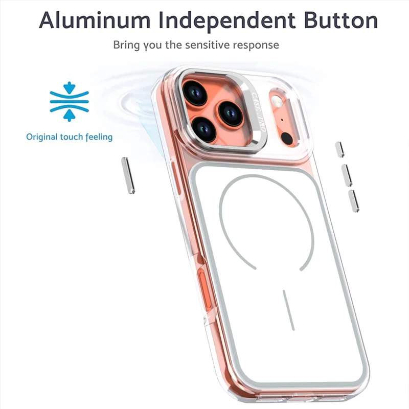 Étui pour iPhone 17 Pro Max compatible MagSafe avec support intégré pour objectif TPU PC - Blanc