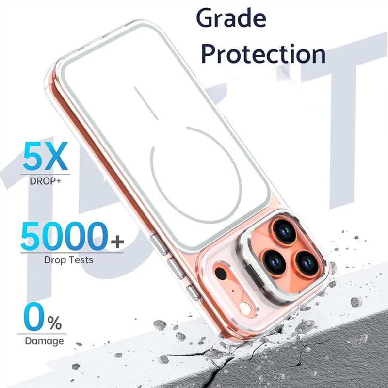 Étui pour iPhone 17 Pro Max compatible MagSafe avec support intégré pour objectif TPU PC - Blanc