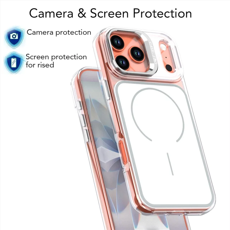 Étui pour iPhone 17 Pro Max compatible MagSafe avec support intégré pour objectif TPU PC - Blanc