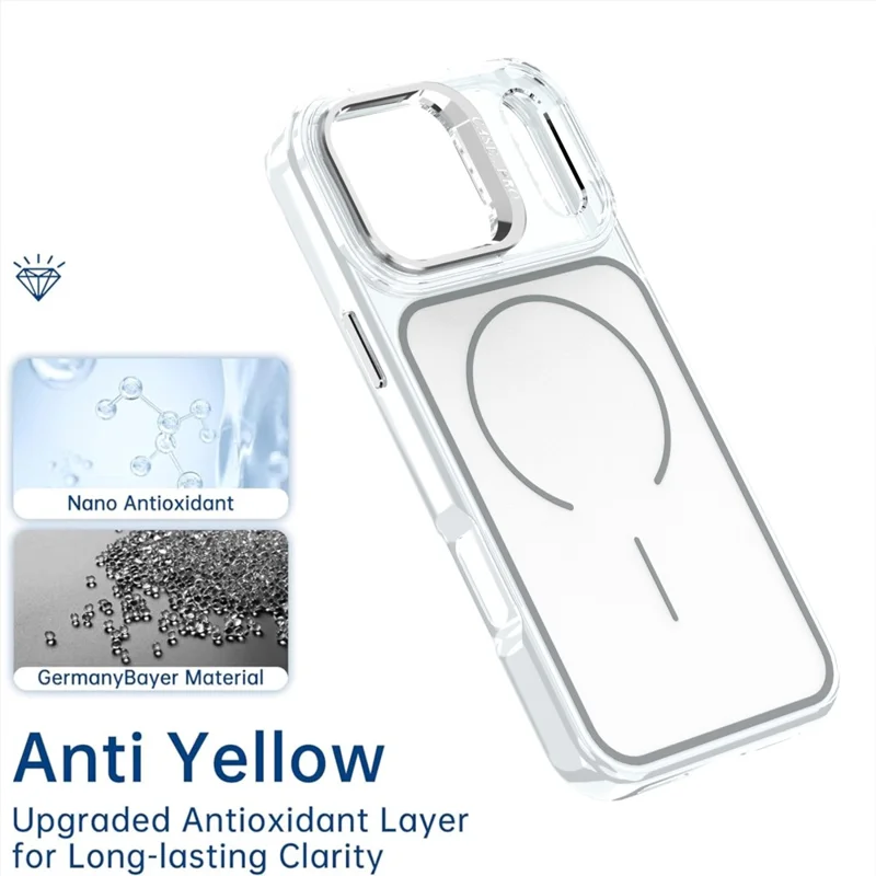 Étui pour iPhone 17 Pro Max compatible MagSafe avec support intégré pour objectif TPU PC - Blanc