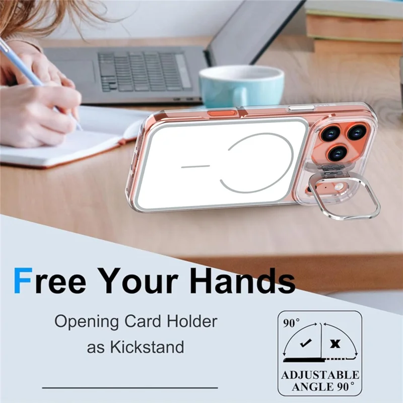 Étui pour iPhone 17 Pro Max compatible MagSafe avec support intégré pour objectif TPU PC - Blanc