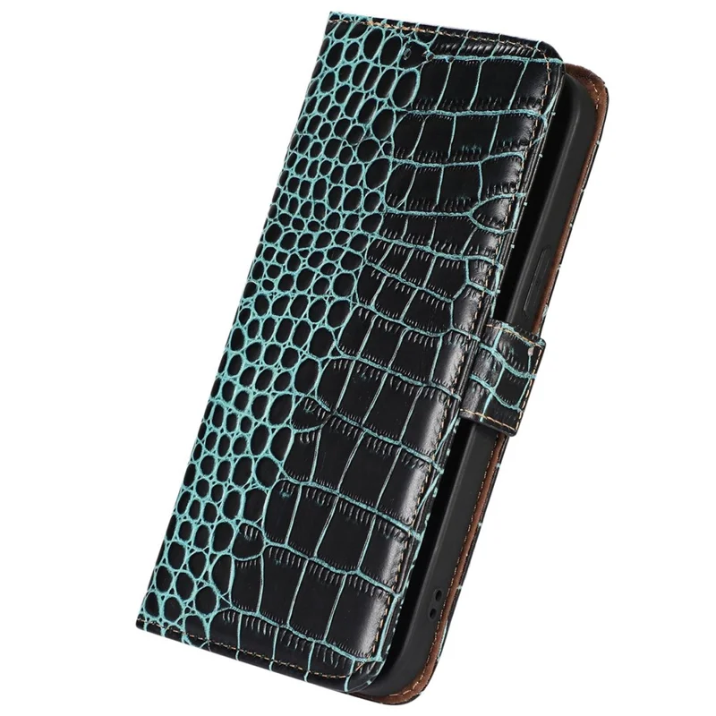 For Xiaomi Redmi Note 12 Pro 5G / Note 12 Pro Speed 5G / Poco X5 Pro 5G Crocodile Texture Genuine Cowhide Leather Case Wallet Stand Anti-theft Phone Cover with RFID Blocking Function - Green