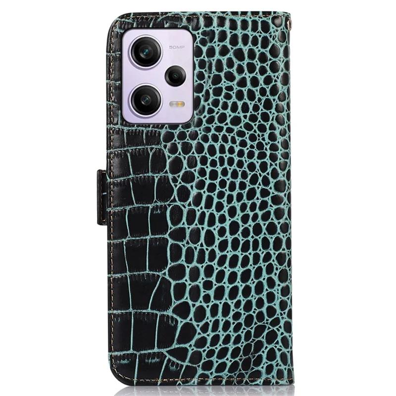 For Xiaomi Redmi Note 12 Pro 5G / Note 12 Pro Speed 5G / Poco X5 Pro 5G Crocodile Texture Genuine Cowhide Leather Case Wallet Stand Anti-theft Phone Cover with RFID Blocking Function - Green