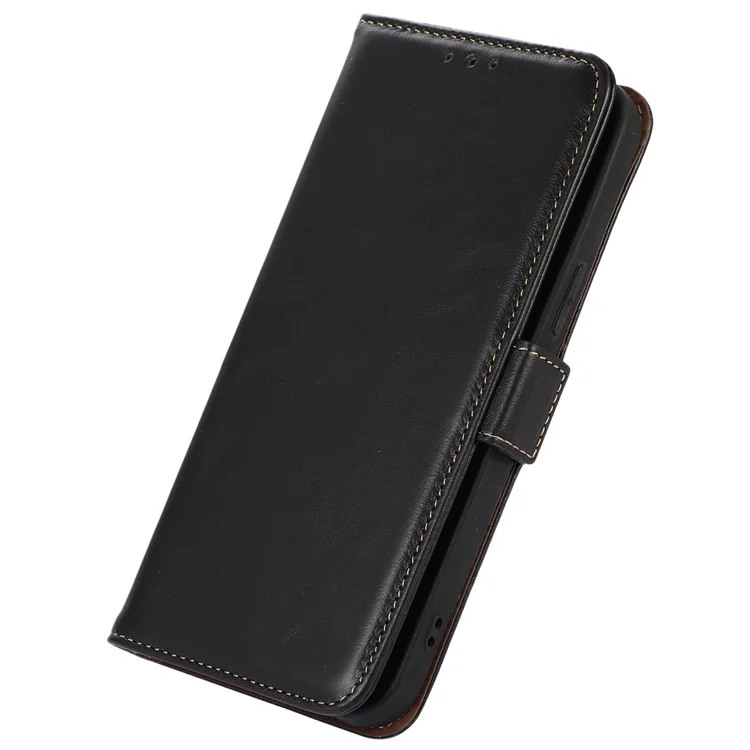 For Xiaomi Redmi Note 12 Pro 5G / Note 12 Pro Speed 5G / Poco X5 Pro 5G Phone Case RFID Blocking Wallet Stand Magnetic Closure Crazy Horse Texture Genuine Cowhide Leather Cover - Black
