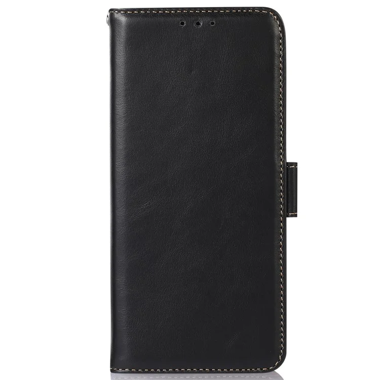 For Xiaomi Redmi Note 12 Pro 5G / Note 12 Pro Speed 5G / Poco X5 Pro 5G Phone Case RFID Blocking Wallet Stand Magnetic Closure Crazy Horse Texture Genuine Cowhide Leather Cover - Black