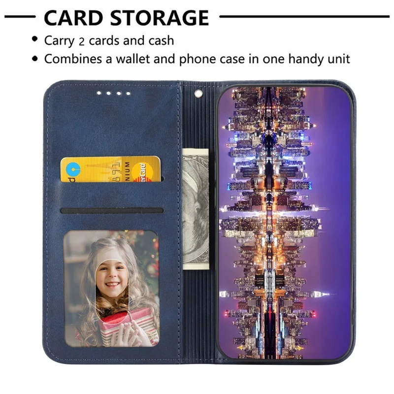 Для Samsung Galaxy S23 Ultra Tolf Texture Cute Stand Case Magnetic Auto-absorbed Отпечатано Отпечатано Ромб-рисунок. - Синий