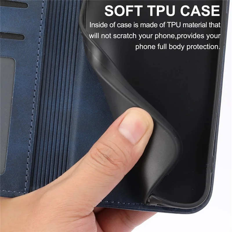 Для Samsung Galaxy S23 Ultra Tolf Texture Cute Stand Case Magnetic Auto-absorbed Отпечатано Отпечатано Ромб-рисунок. - Синий