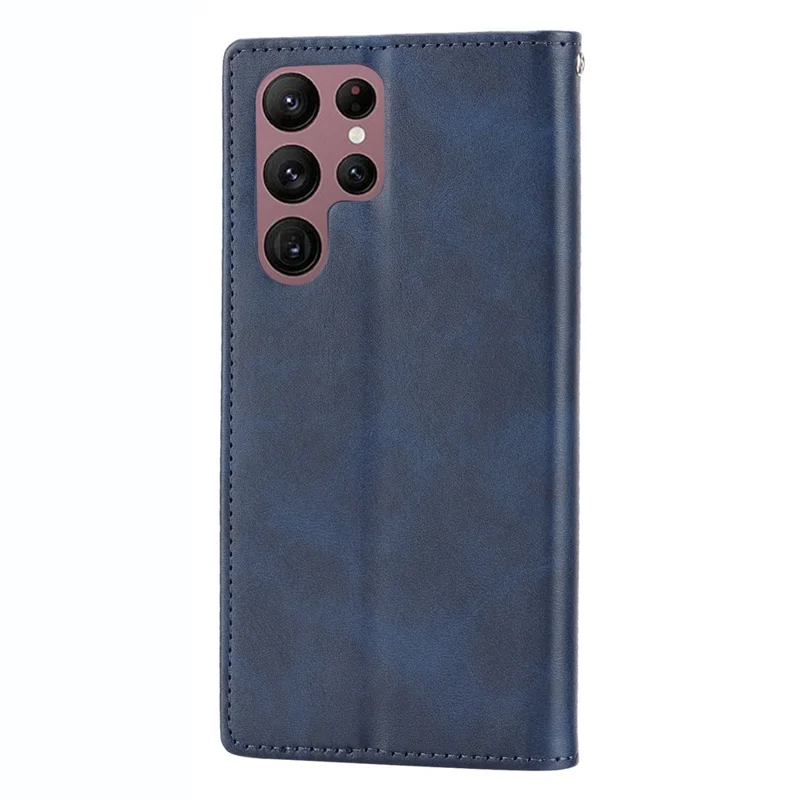 Для Samsung Galaxy S23 Ultra Tolf Texture Cute Stand Case Magnetic Auto-absorbed Отпечатано Отпечатано Ромб-рисунок. - Синий