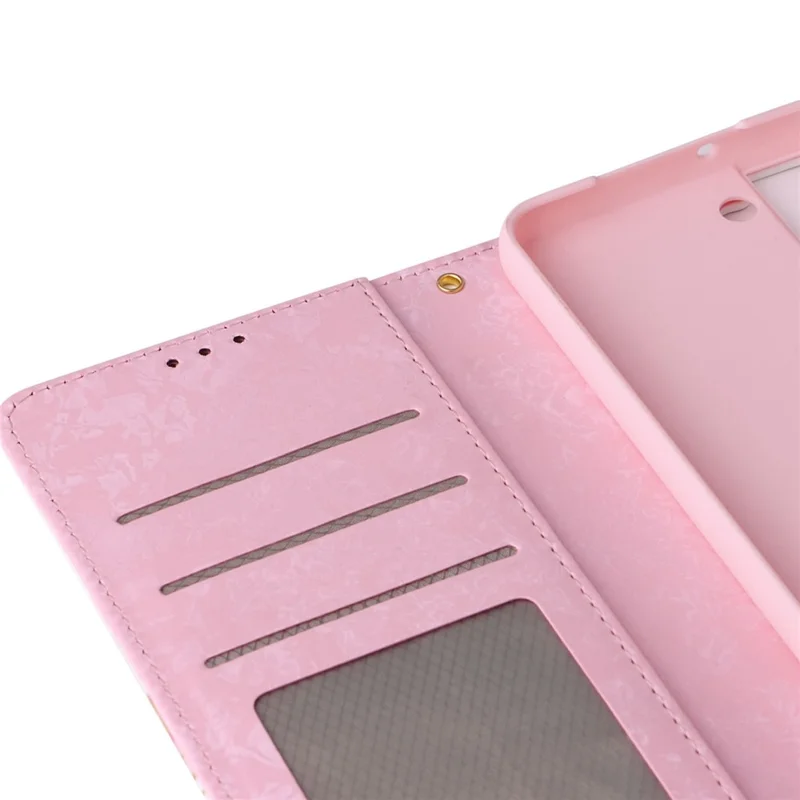 For Samsung Galaxy S23+ Stylish Lacquered PU Leather Phone Protective Case RFID Blocking Wallet Foldable Stand Cover - Small Flower