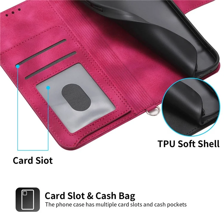 Para Xiaomi Poco C40 4G Flores Impresas Pied Touch Cubierta de Teléfono Múltiples Ranuras Para la Cartera PU Funda de Cuero Con Correa de Muñeca y Correa Para el Hombro - Vino Rojo