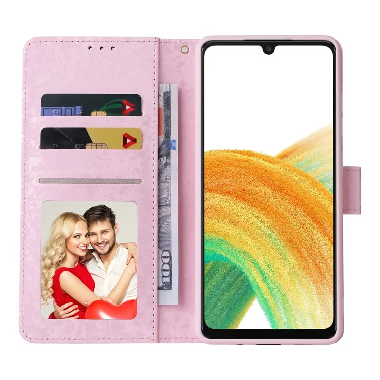 Para Samsung Galaxy A53 5G Lacquered PU Leather Case Stand Wallet Full Protection RFID Blocking Phone Cover - Colorful Flower