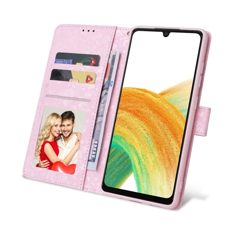 Para Samsung Galaxy A53 5G Lacquered PU Leather Case Stand Wallet Full Protection RFID Blocking Phone Cover - Colorful Flower