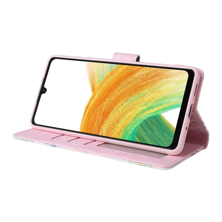 Para Samsung Galaxy A53 5G Lacquered PU Leather Case Stand Wallet Full Protection RFID Blocking Phone Cover - Colorful Flower